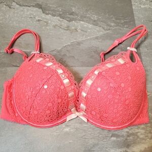 Victoria's Secret Sexy Little Things...bra. Lace. Push Up. Neon pink. Size 34D.